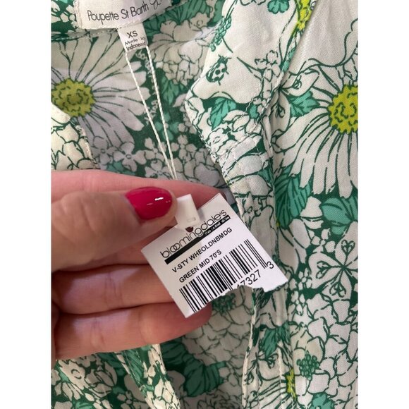 Poupette St Barth Heni Floral Tassel Trimmed Dress Green White Womens Size XS - Picture 6 of 8